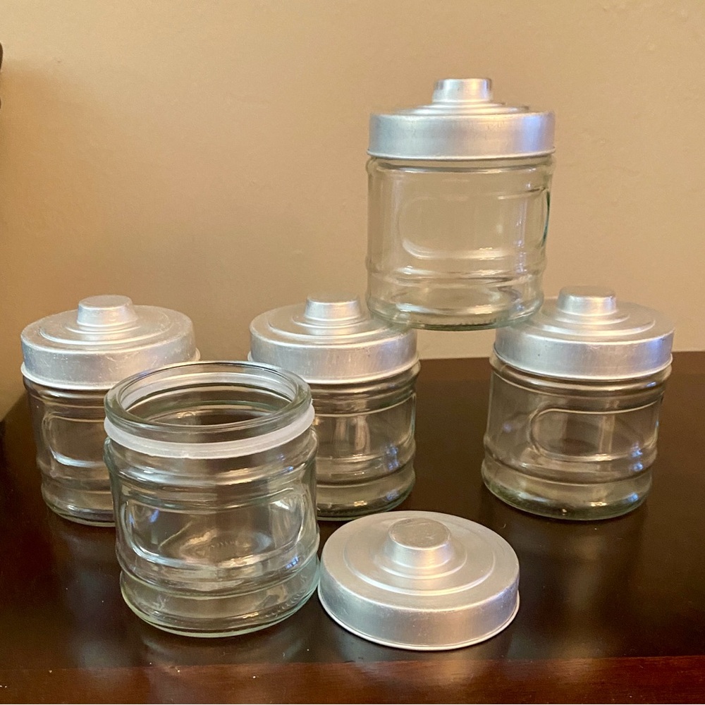 Sets of 5 Glass Jars With Lids 10oz